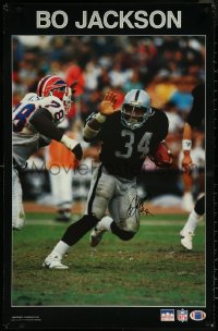 5k0207 BO JACKSON signed 22x35 commercial poster 1988 running past Bruce Smith from Buffalo Bills!