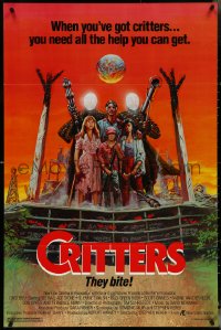 5k0357 CRITTERS 1sh 1986 great completely different art of cast & monsters by Ken Barr!
