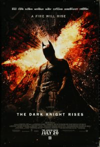 5k0362 DARK KNIGHT RISES advance DS 1sh 2012 Christian Bale as Batman, a fire will rise!