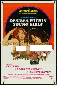 5k0368 DESIRES WITHIN YOUNG GIRLS 25x38 1sh 1977 Georgina Spelvin, Clair Dia, sexy artwork, x-rated!