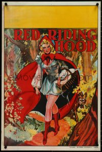 5k0150 RED RIDING HOOD stage play English double crown 1930s sexy Red with wolf trailing behind!