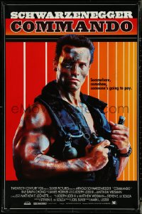 5k0124 COMMANDO French 27x41 1985 Arnold Schwarzenegger is going to make someone pay!