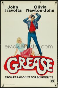 5k0410 GREASE teaser 1sh 1978 Linda Fennimore art of John Travolta & Olivia Newton-John, classic!