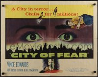 5k0674 CITY OF FEAR 1/2sh 1959 crazy Vince Edwards, cool eyes over L.A. skyline image!