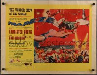 5k0742 TRAPEZE style A 1/2sh 1956 circus art of Burt Lancaster, Gina Lollobrigida & Tony Curtis!