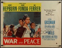 5k0744 WAR & PEACE 1/2sh 1956 art of Audrey Hepburn, Henry Fonda & Mel Ferrer, Tolstoy!