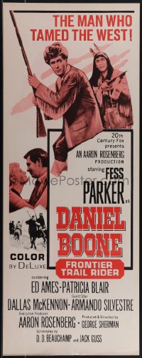 5k0911 DANIEL BOONE FRONTIER TRAIL RIDER insert 1966 pioneer Fess Parker in coonskin hat!