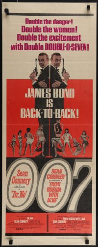 5k0914 DR. NO/FROM RUSSIA WITH LOVE insert 1965 Connery is James Bond, double danger & excitement!