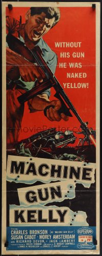 5k0945 MACHINE GUN KELLY insert 1958 cool art of Charles Bronson w/gun, Roger Corman, AIP!