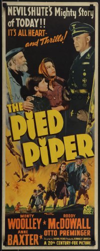 5k0957 PIED PIPER insert 1942 Irving Pichel, Monty Woolley saves children from Nazis, ultra rare!