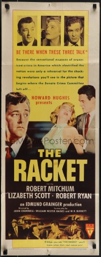 5k0962 RACKET insert 1951 Robert Ryan grabs sexy Lizabeth Scott, Robert Mitchum, Howard Hughes!