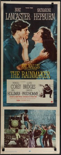 5k0963 RAINMAKER insert 1956 close up of con man Burt Lancaster & Katharine Hepburn, William Inge!