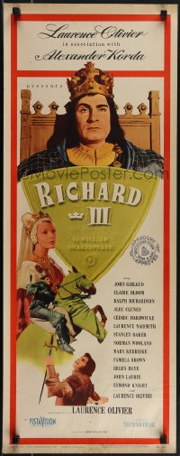 5k0969 RICHARD III insert 1956 art/images of Laurence Olivier as the director and in the title role!