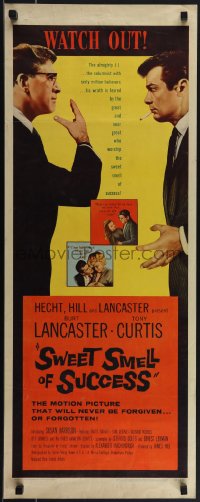 5k0981 SWEET SMELL OF SUCCESS insert 1957 Lancaster as J.J. Hunsecker, Curtis as Sidney Falco!