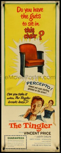 5k0988 TINGLER insert 1959 Vincent Price, William Castle, terrified audience, presented in Percepto!