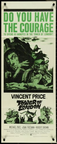 5k0990 TOWER OF LONDON insert 1962 Vincent Price, Roger Corman, montage of horror artwork!