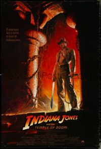5k0423 INDIANA JONES & THE TEMPLE OF DOOM 1sh 1984 adventure is Harrison Ford's name, Wolfe art!