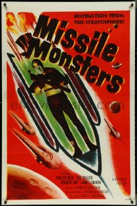 5k0462 MISSILE MONSTERS 1sh 1958 aliens bring destruction from the stratosphere, wacky sci-fi art!