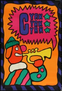 5k0208 CYRK 26x38 Polish commercial poster 1980s artwork of clown with trumpet by Jan Mlodozeniec!