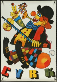 5k0210 CYRK 26x38 Polish commercial poster 1978 artwork of musical clown by Marian Stachurski!