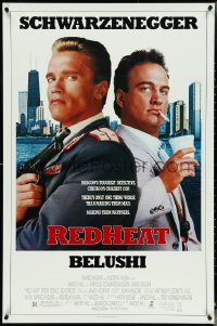 5k0487 RED HEAT 1sh 1988 great image of cops Arnold Schwarzenegger & James Belushi!