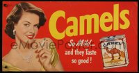 5k0592 CAMEL CIGARETTES 11x21 advertising poster 1949 cool art of sexy smoking woman!