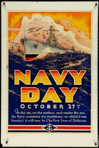 5k0015 NAVY DAY OCTOBER 27TH 28x42 WWII war poster 1941 Matt Murphey Naval ship art, ultra rare!