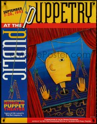 5k0122 PUPPETRY AT THE PUBLIC 24x31 stage poster 1992 Puppet Show, cool Janie Geiser artwork!