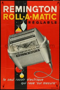 5k0002 REMINGTON 30x46 French advertising poster 1950s close-up of the roll-a-matic shaver, rare!