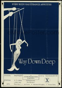 5k0181 WAY DOWN DEEP 24x34 special poster 1978 mermaid marionette art, strange appetites, rare!