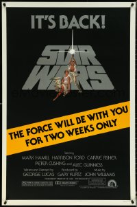 5k0524 STAR WARS studio style 1sh R1981 A New Hope, The Force Will Be With You For Two Weeks Only!