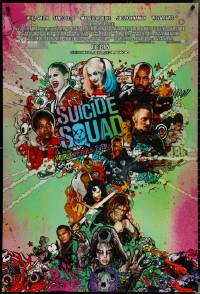 5k0531 SUICIDE SQUAD advance DS 1sh 2016 Smith, Leto as the Joker, Robbie, Kinnaman, cool art!