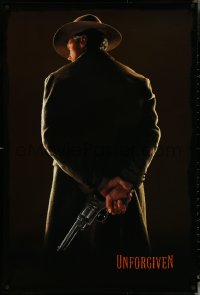 5k0550 UNFORGIVEN teaser 1sh 1992 gunslinger Clint Eastwood from behind, undated design!
