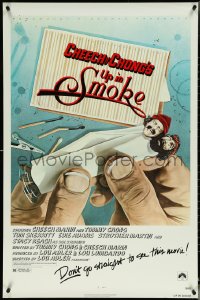 5k0552 UP IN SMOKE recalled 1sh 1978 Cheech & Chong marijuana drug classic, original tagline!