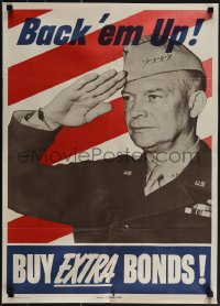 5k0629 BUY EXTRA BONDS 20x28 WWII war poster 1944 photo of General & future President Eisenhower!