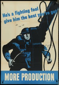 5k0014 MORE PRODUCTION 28x40 WWII war poster 1942 WWII, Ludikens art, he's a fighting fool!