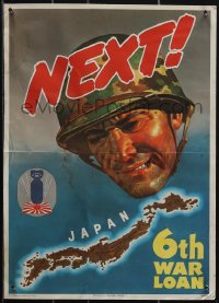5k0646 NEXT 10x14 WWII war poster 1944 6th War Loan, art of soldier over Japan by James Bingham!