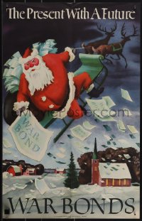 5k0649 PRESENT WITH A FUTURE 14x22 WWII war poster 1942 Adolf Dehn art of Santa giving war bonds!