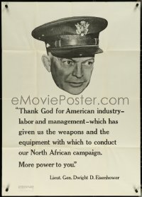 5k0016 THANK GOD FOR AMERICAN INDUSTRY 29x40 WWII war poster 1942 General Dwight Eisenhower!