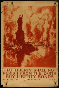 5k0164 THAT LIBERTY SHALL NOT PERISH FROM THE EARTH 22x33 WWI war poster 1918 Pennell art of NY!