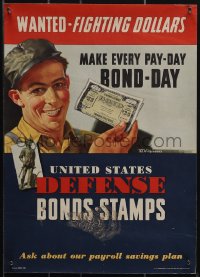 5k0653 UNITED STATES DEFENSE BONDS STAMPS 10x14 WWII war poster 1942 make pay-day bond-day!