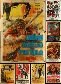 5m0033 LOT OF 10 FOLDED 1960s-1970s ITALIAN TWO-PANELS 1960s-1970s a variety of cool movie images!