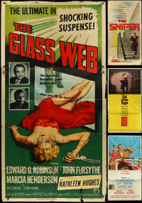 5m0085 LOT OF 4 FOLDED THREE-SHEETS 1950s-1960s Sniper, Glass Web, Girl of the Night & more!