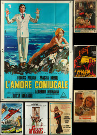 5m0039 LOT OF 7 FOLDED 1960s-1970s ITALIAN TWO-PANELS 1960s-1970s a variety of cool movie images!