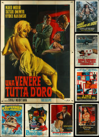 5m0094 LOT OF 9 FOLDED ITALIAN TWO-PANELS WITH EXTRA FOLD 1960s-1980s a variety of movie images!