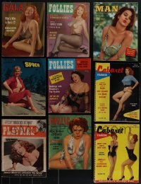 5m0132 LOT OF 9 MEN'S MAGAZINES 1950s sexy images with nearly nude women, plus great articles!