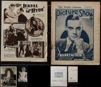 5m0413 LOT OF 4 MAGAZINE PAGES & PHOTOS 1930s-1940s Frankenstein, Dr. Jekyll & Mr. Hyde & more!
