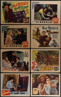 5m0291 LOT OF 8 BOB STEELE LOBBY CARDS 1930s great scenes from several of his movies!