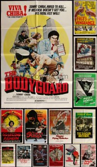 5m0193 LOT OF 19 FOLDED KUNG FU ONE-SHEETS 1970s a variety of images from martial arts movies!