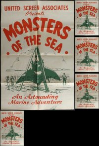 5m0208 LOT OF 5 FOLDED DEVIL MONSTER R30S ONE-SHEETS R1930s re-titled Monsters of the Sea!